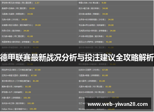 德甲联赛最新战况分析与投注建议全攻略解析