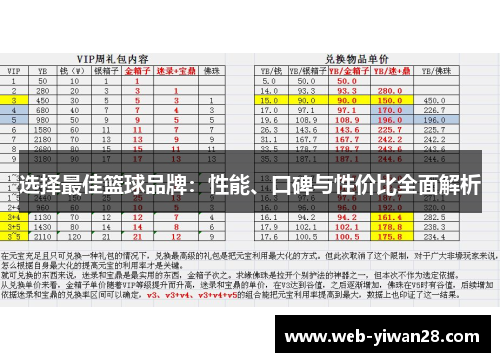 选择最佳篮球品牌：性能、口碑与性价比全面解析